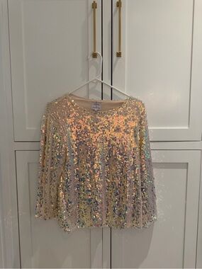 Koko + Mason ridescent Sequin Long-Sleeve Blouse